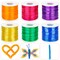 6 Pack Lanyard String Kit, Plastic Lacing Cord Gimp String Lanyard Weaving Kit for Boondoggle, Bracelets, Keychains, Crafts (Glitter)